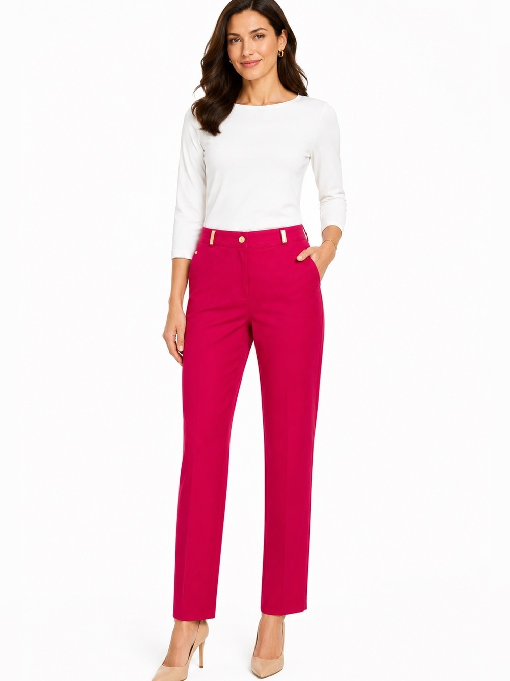 Vintage St. John Sport Essentials Pink Straight Leg Pants/jeans  Womens 8 Cotton